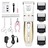 Bojafa Dog Grooming Clippers Kit Cordless Professional Low Noise Quiet Pet Clippers Rechargeable for Dogs Cats Hair Clippers Shaver Dogs Grooming Kit Set